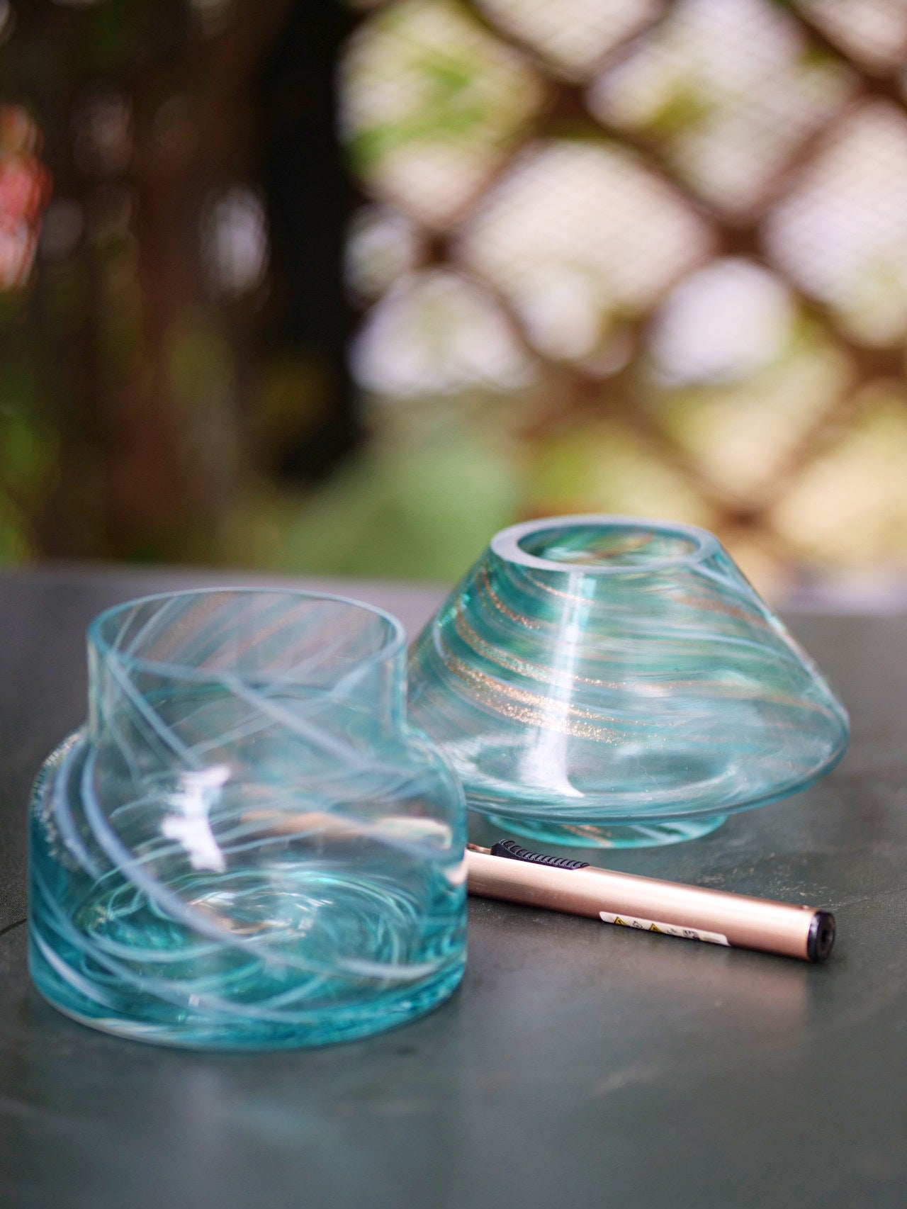 Lampă parfumată XXL - Albastru cu insertii aurii